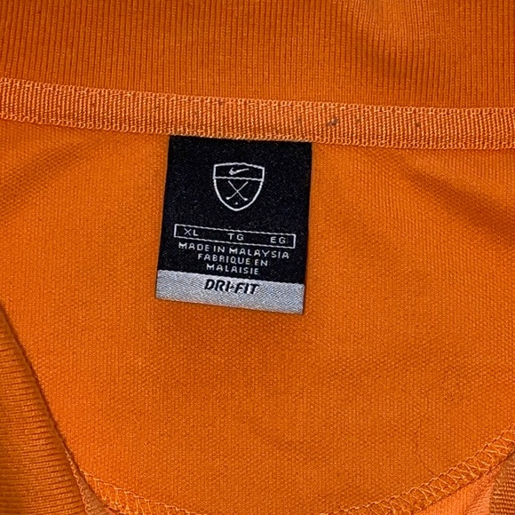 Vintage Nike Golf Dri-Fit Tiger Woods Orange Athletic Polo Shirt - Picture 2 of 4